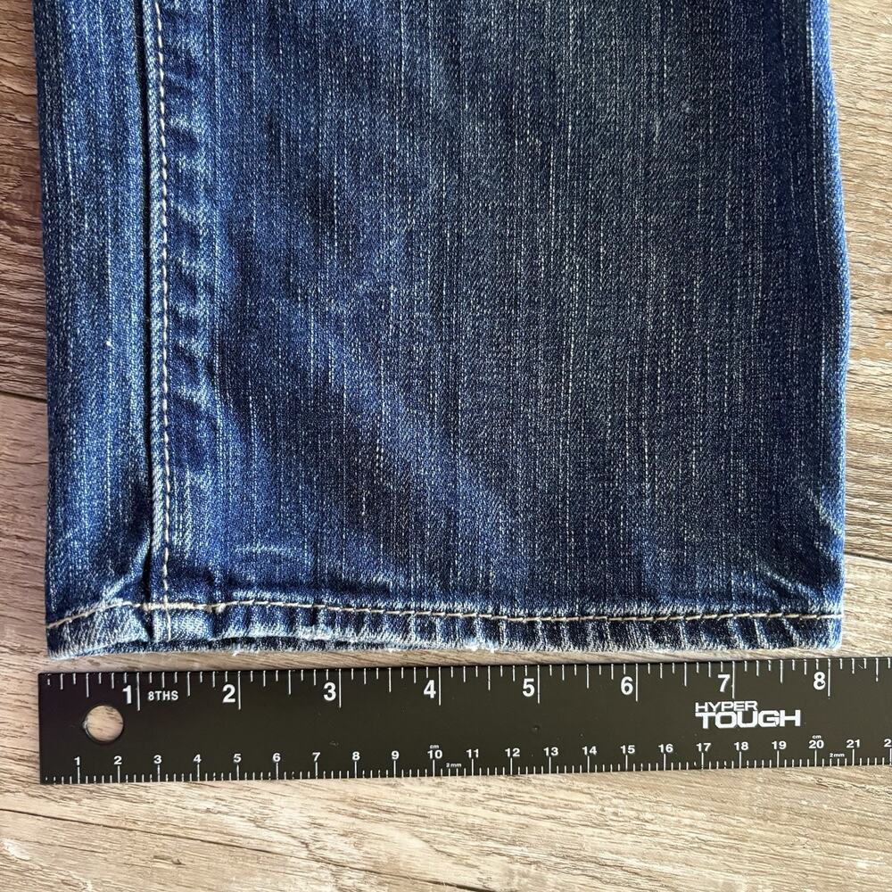 BKE Jeans Men 34L 34x34 Blue Nolan Straight Leg Distressed Whiskered Y2K Stretch - Picture 8 of 10
